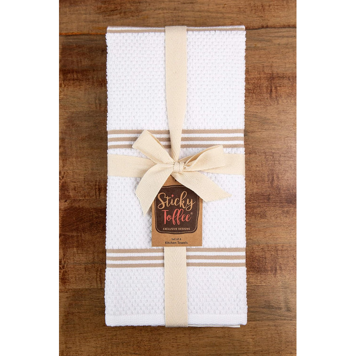 Кухонні рушники Sticky Toffee з 100% бавовни, махрові, 4 шт, 40,6x71 см, світло-коричневі, м'які і поглинаючі, для кухні, ресторану та бару