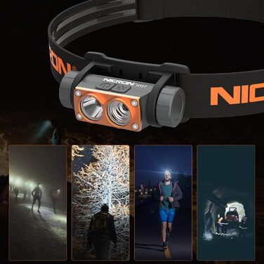 Лобовий ліхтар NICRON H15T LED з червоним світлом, USB акумуляторний, 500 люмен, водонепроникний IP67 для риболовлі, нічних прогулянок, археології