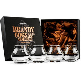 Набір келихів для коньяку та бренді GLASSIQUE CADEAU 240 мл, 4 шт, кришталеві, для дегустації, без ніжки, подарунковий комплект, придатні для миття в посудомийній машині