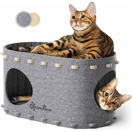 Будинок для котів з фетру, ігрова котяча хатка, зимова лежанка 58x33x30 см, бежевий, захист кігтів