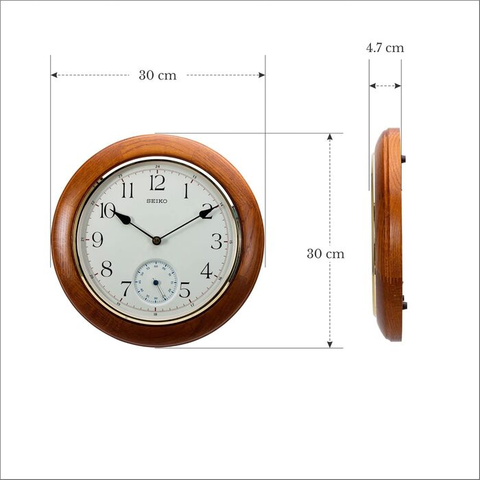 Настінний годинник Seiko коричневий, дерево (дуб), безшумний механізм QXA432B