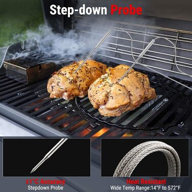 Цифровий термометр ThermoPro TP08C для м'яса та духовки з 2 датчиками, бездротовий кухонний термометр з таймером для BBQ, гриля, приготування їжі