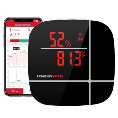 WiFi термометр-гігрометр ThermoPro TP90 з додатком, розумний бездротовий датчик температури та вологості з історією вимірювань, акумуляторний