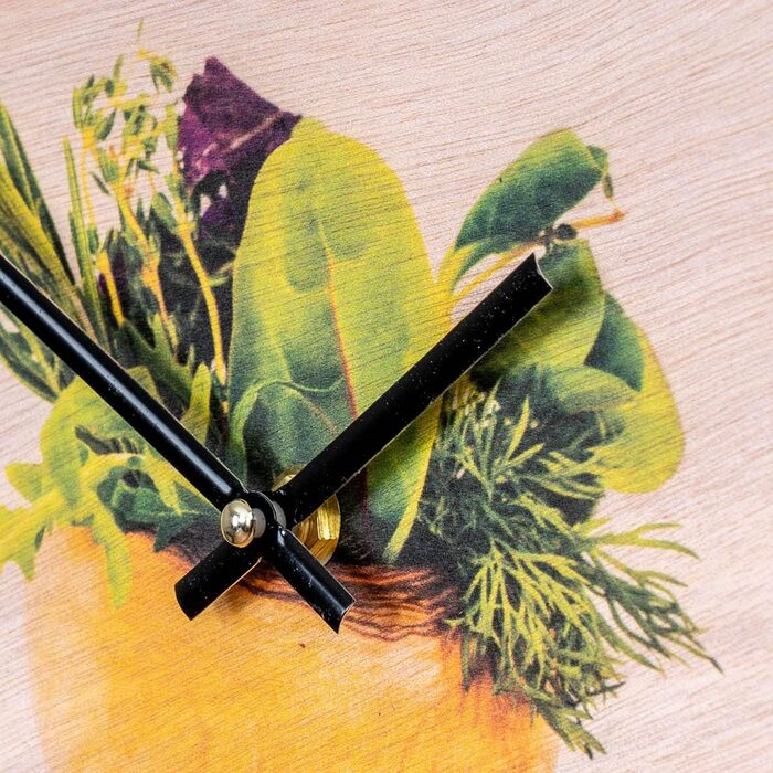levandeo настінний годинник з дерева 30x30 см, круглий, для кухні, з зображенням трав і спецій, декор для кухні