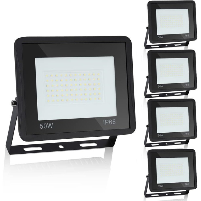 Зовнішній LED-прожектор Ikodm 30Вт, тепле біле світло 3000K, водонепроникний, комплект 5 шт., для двору, саду, гаража, спортмайданчика, надяскравий 2250Лм