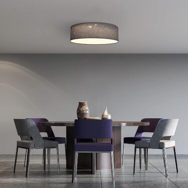 Navaris LED стельова лампа 22W, димована, зіркове небо, зміна колірної температури, з пультом, для вітальні, спальні, дитячої, діаметр 32 см, світло-сіра