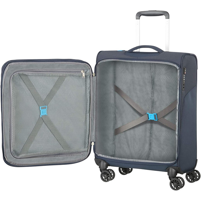 Валіза American Tourister Summerfunk синя, 79 см, 119 л, поліестер, на 4 колесах, розширювана, дорожня сумка для подорожей