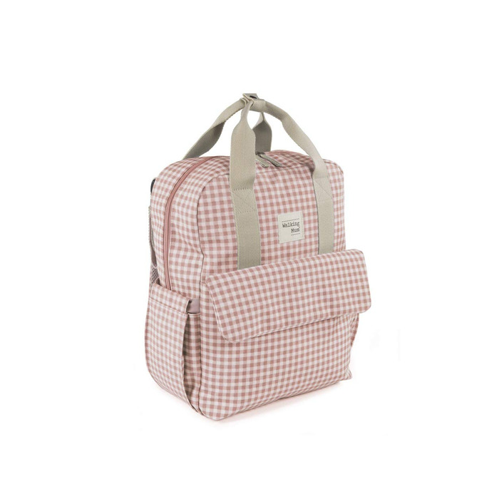 Сумка для коляски Walking Mum I Love Vichy, рожева, універсальна, з короткими ручками і плечовим ременем, 37x28x12 см