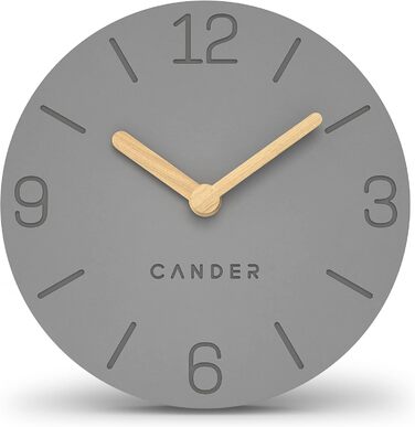 Настільний годинник Cander Berlin MNU 2615 H, сірий, безшумний, вінтажний, аналоговий, дерев'яні стрілки, MDF, 15 см, батарейковий