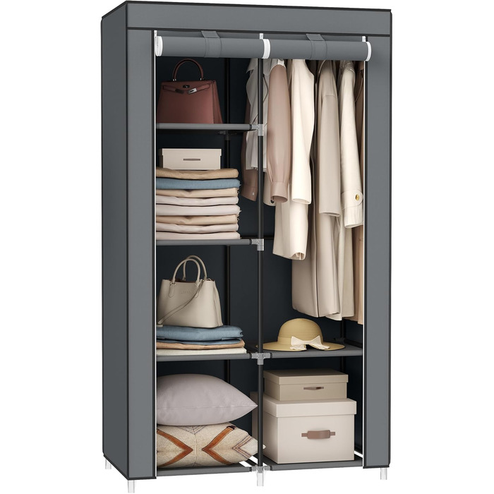 Тканинна шафа SONGMICS з 6 полицями, модульна, 88x45x168 см, сіра, для спальні та гардеробної