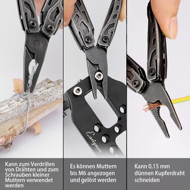 Мультитул NexTool Mini Flagship 10-в-1, компактний інструмент з ножем, відкривачкою, ножицями, плоскогубцями, викруткою, для кемпінгу, чорний