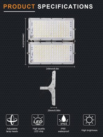 Ankishi LED прожектор для вулиці, IP65, водонепроникний, 6500K холодне біле світло, 30000 лм, 200Вт, комплект 4 шт, для спортмайданчика, гаража, саду, двору