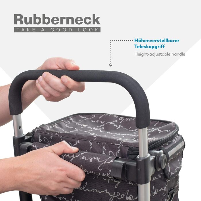 Складаний господарський візок Rubberneck з охолоджувальним відділенням, регульована ручка, чорний