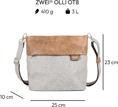 Жіноча сумка Zwei Damen OT8, 23x25x10 см, сіро-коричнева, шкіряна, стильна сумка через плече