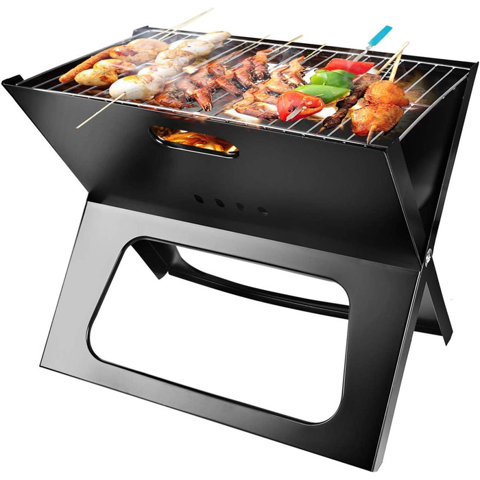 Портативний вугільний гриль moclever, складаний та компактний BBQ гриль з великою робочою поверхнею для кемпінгу, подорожей, саду та відпочинку на природі