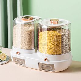 Контейнер для мюслі та сухих продуктів, вологозахисний, обертовий на 360°, з кришкою та роздільними відсіками для кухні