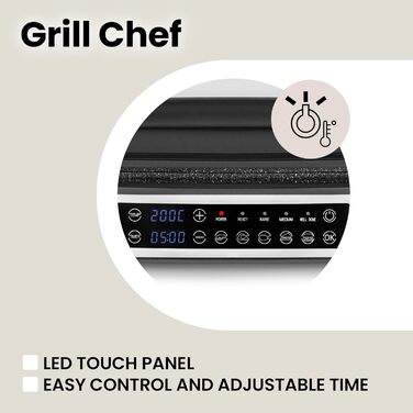 Електричний контактний гриль і сендвіч-тостер Grill Chef 2100Вт, знімні пластини, 2в1, розкладний на 180°, антипригарне покриття, піддон для жиру, звуковий сигнал, сріблястий