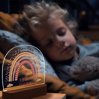Персоналізований LED нічник для дітей із іменем, дизайн Веселка, червоний, нічна лампа на тумбочку в дитячу кімнату, подарунок для малюків