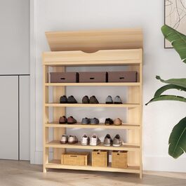 Soges 5-рівнева полиця для взуття з дерева, 75x30x94,5 см, білий клен, взуттєва шафа для вітальні, коридору, передпокою