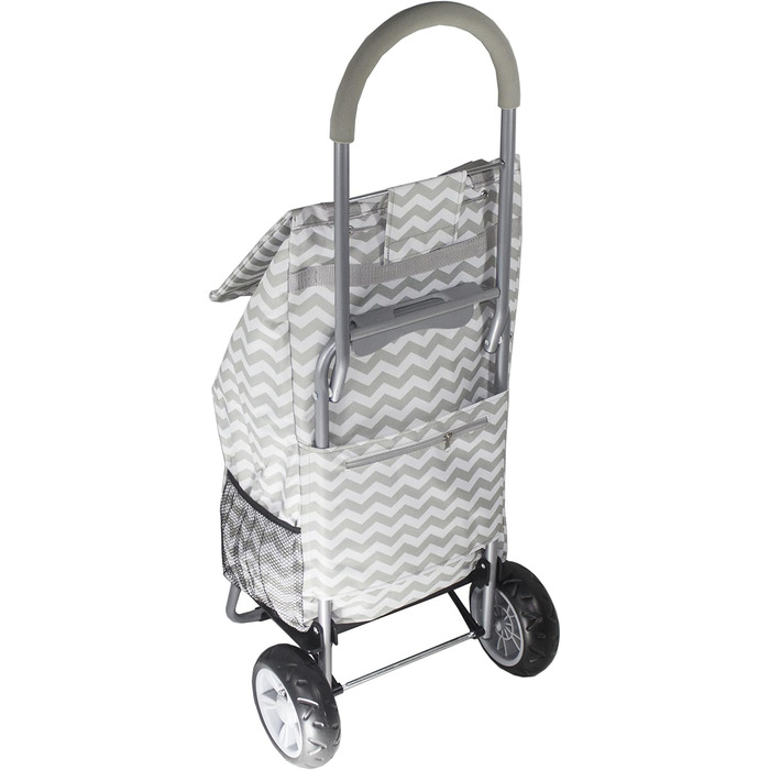 Складна візок dbest products Trolley Dolly сірий з малюнком «Шеврон», універсальний господарський кошик на колесах
