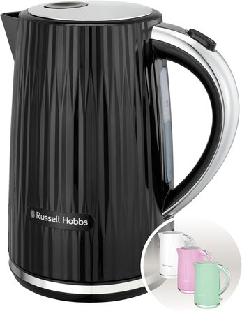 Електрочайник Russell Hobbs Eden 1,7 л, 2400 Вт, білий з нержавіючою вставкою, знімний фільтр від накипу, відкривання кришки кнопкою, індикатор рівня води, підсвічування, BPA-free, модель 27360-70