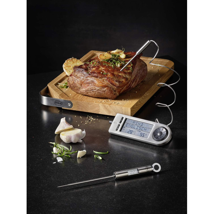 Кухонний термометр RÖSLE Gourmet, цифровий, з підсвічуванням, діапазон -40°C до +200°C, нержавіюча сталь 18/10, 21,5 см, сріблястий