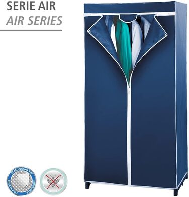 Тканинна шафа WENKO Air для зберігання одягу, дихаючий чохол, металевий каркас, легке складання, 75x150x50 см, синя