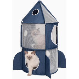 Котячий будиночок Catit Vesper Turm у формі ракети з подушкою для сну, синій