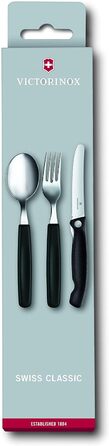 Набір столових ножів Victorinox Classic, 3 предмети, нержавіюча сталь, 11 см, чорні, супер гострі з хвилястим лезом