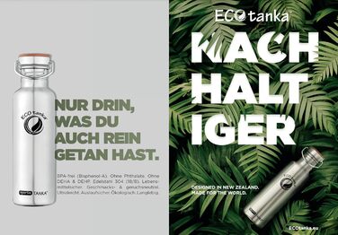 Еко-пляшка для води ECOtanka megaTANKA 2,0 л з нержавіючої сталі, герметична, BPA-free, для спорту, туризму, фітнесу