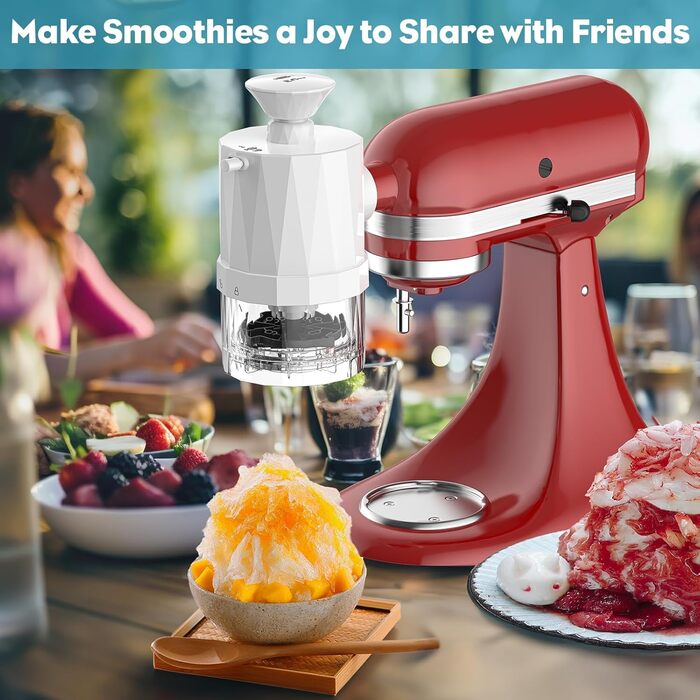 Льододробарка для міксера KitchenAid, насадка-терка для льоду з 8 формами, змінні леза, шейкер для слаші, аксесуар для KitchenAid