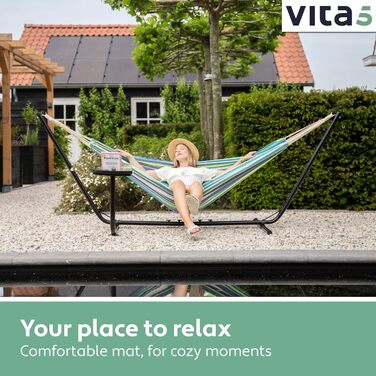 Гамак Vita5 з каркасом для двох, переносний, 200 кг, для саду, басейну, балкона та тераси