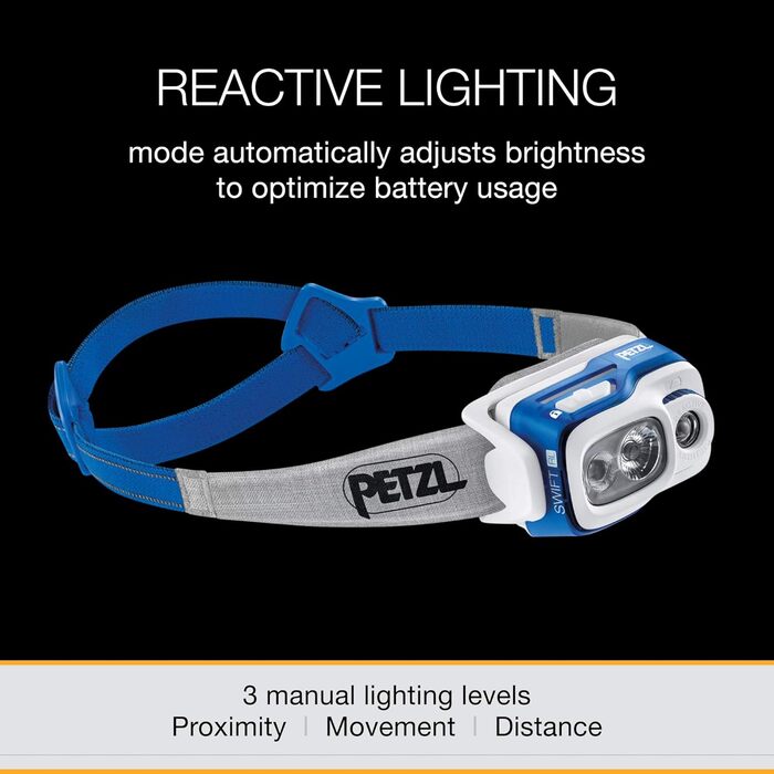 Налобний ліхтар PETZL Swift RL 900 люмен, акумуляторний