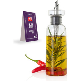AdHoc AromaPour дозатор для олії та оцту, боросилікатне скло, 300 мл, з нержавіючим носиком, герметичний, стильна пляшка для оливкової, гарбузової олії та оцту