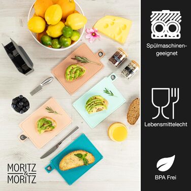 Набір кухонних дощок Moritz & Moritz, 3 шт., пластик, 32x22 см, з підставкою, для нарізання, гігієнічні, можна мити в посудомийці