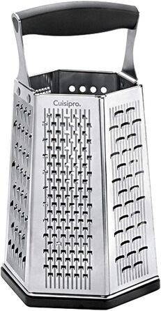 Кухонна терка CUISIPRO 7-в-1 з нержавіючої сталі, 7 насадок, Surface Glide, знімне дно, овочерізка