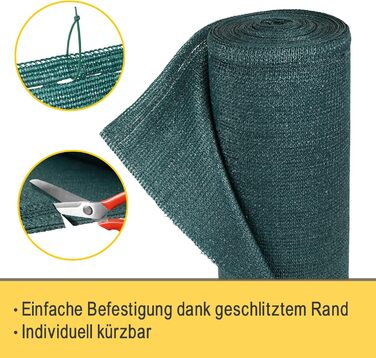 Сонцезахисна сітка Sol Royal 25x1,5 м, 165 г/м², щільна, з UV-захистом, зеленого кольору, HDPE, для саду, паркану, теплиці, з кабельними стяжками