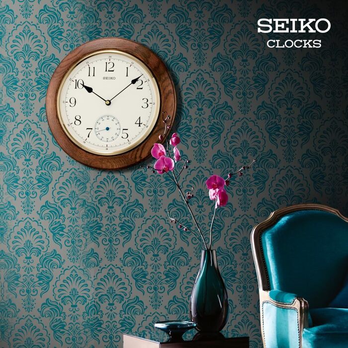 Настінний годинник Seiko коричневий, дерево (дуб), безшумний механізм QXA432B
