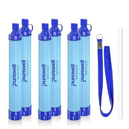 Портативний фільтр для води Purewell 0,01 мкм – видаляє 99,99% бактерій і важких металів, фільтрація до 1500 л, для виживання та активного відпочинку, з ремінцем на шию