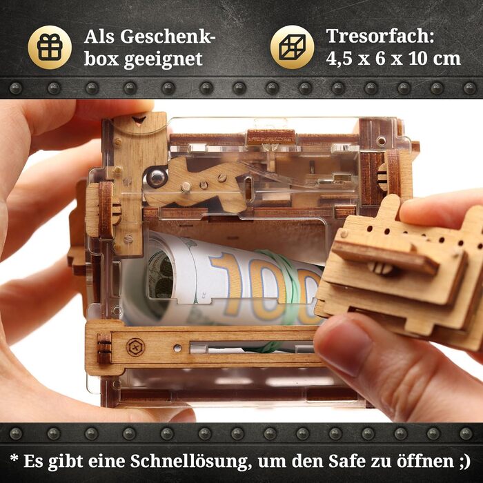 3D головоломка iDventure Amazeing Safe – дерев'яна скринька-скарбничка, сейф-лабіринт, подарункова квест-скриня для грошей, escape room для дорослих, чоловічий подарунок