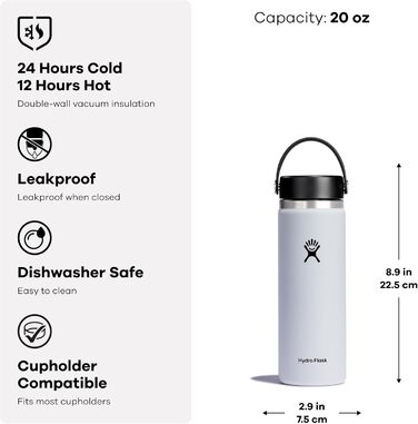 Термобутилка HYDRO FLASK 1180 мл із нержавіючої сталі, спортивна пляшка для води із ізотермічними властивостями, не протікає, кришка Flex Cap, ремінець, підходить для миття в посудомийній машині, колір ялиново-зелений