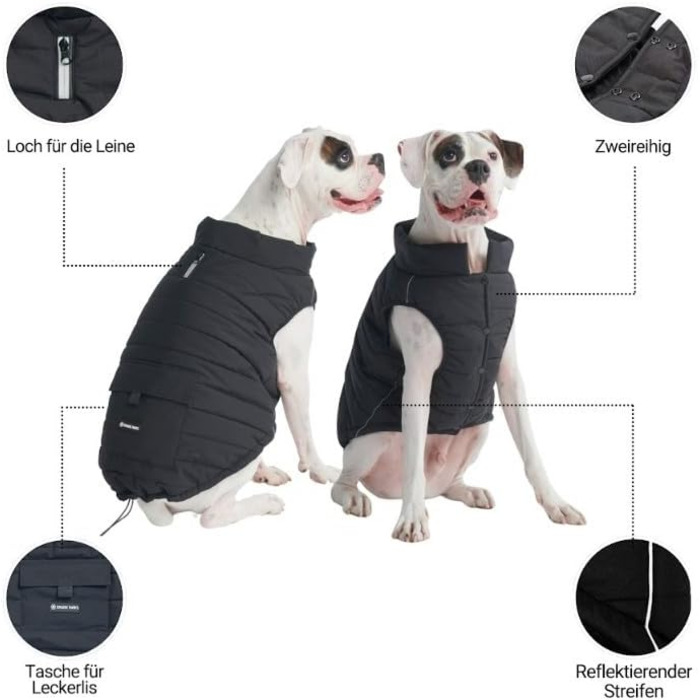Зимова куртка для собак Spark Paws Warmshield™ – чорна, розмір M, теплий фліс, водовідштовхувальна, вітрозахисна, світловідбивна, парка для середніх і великих порід