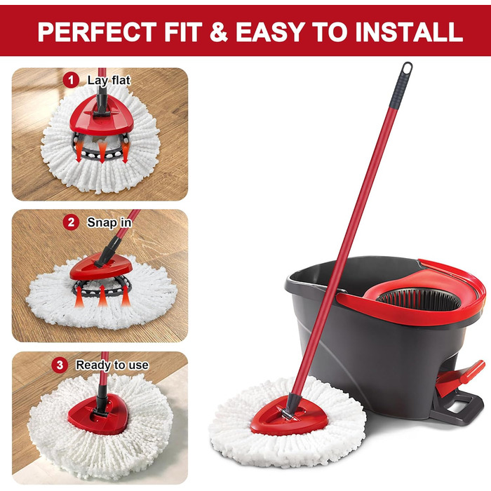 Набір із 12 мікрофібрових насадок для швабри O-Cedar Easy Wring Spin Mop, змінні головки для легкого прибирання