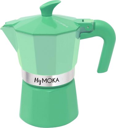 Кавоварка Steelmoka Moka для індукції, сталева, 2 чашки, срібляста, патентована, 12x9x15,5 см