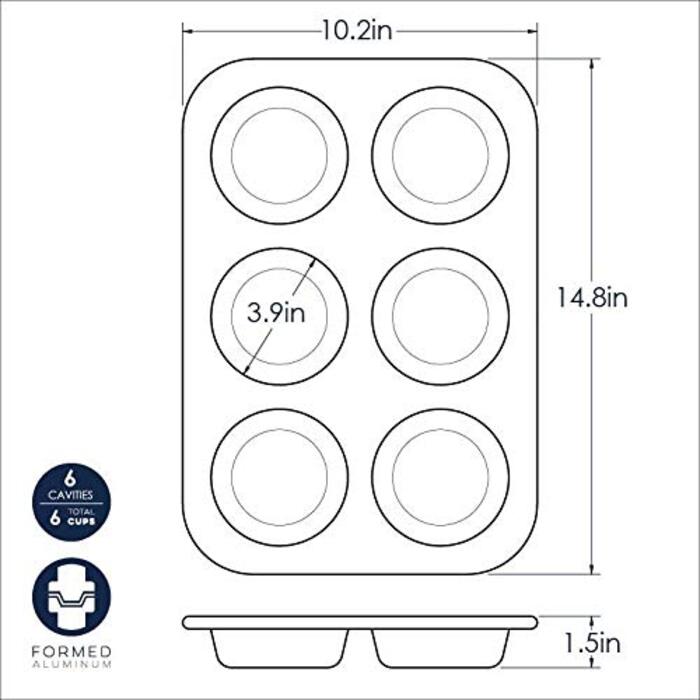 Форма для мафінів Nordic Ware Jumbo, алюмінієва, 6 чаш на 4 дюйми