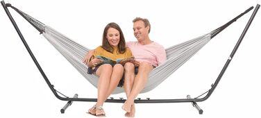 Гамак Vita5 з каркасом для 2 осіб, переносний, подвійний, 200 кг, для саду, басейну, балкона і тераси, сірий