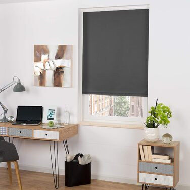 Касетна ролета з напрямною SolReflect K24 60x175 см антрацит – затемнююча терморолета без свердління, бокові напрямні