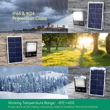 Світлодіодний сонячний прожектор Aigostar 50W, 6500K, IP66, комплект 2 шт, для вулиці, двору, саду, гаража
