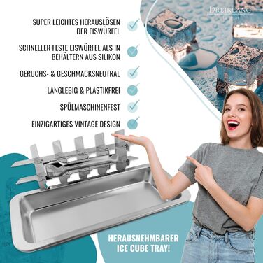 Dreiklang - be smart® Полірована форма для льоду з нержавіючої сталі 18/8 з важелем, харчова, велика, без пластику