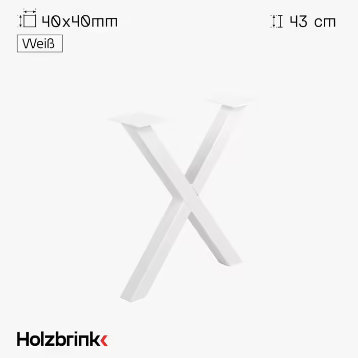 Ніжка столу HOLZBRINK металева біла Х-подібна форма 40x43 см